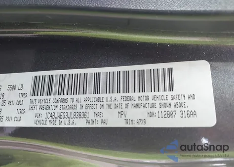 2018 Jeep Wrangler Unlimited Sahara из США, поврежденный, VIN 1C4BJWEG3JL838361